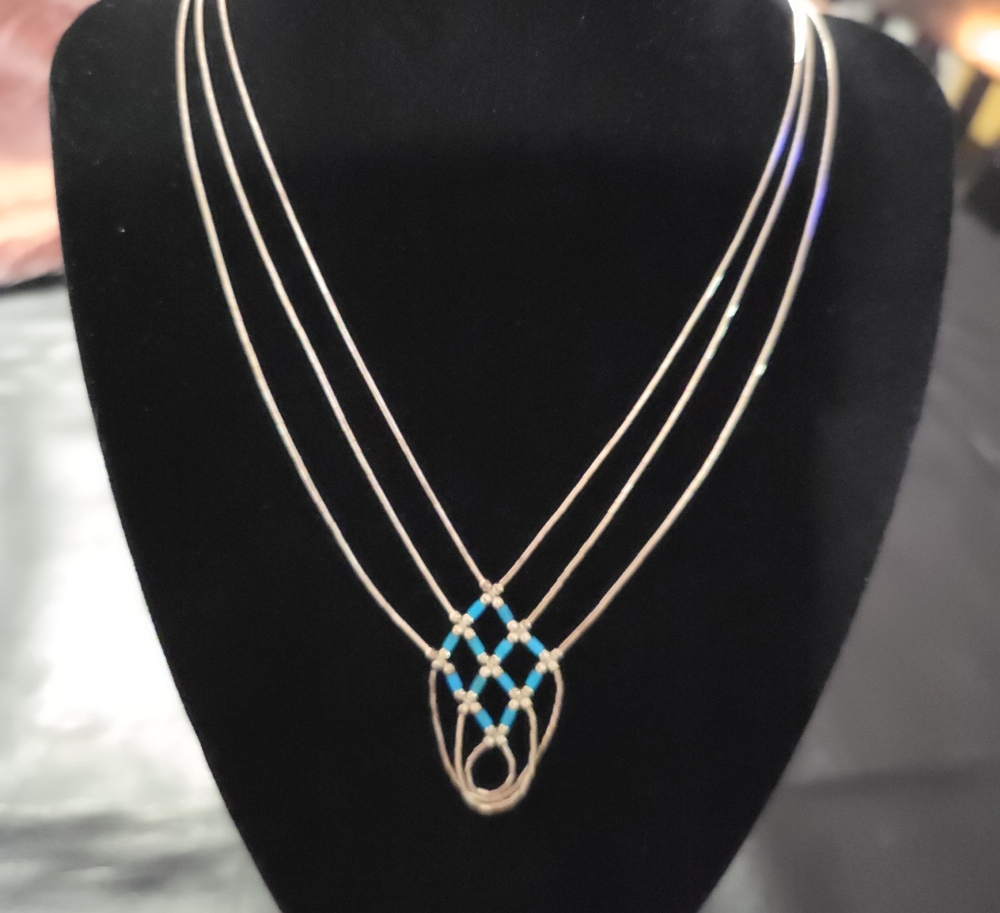 Layered Silver Necklace with Turquoise Accents